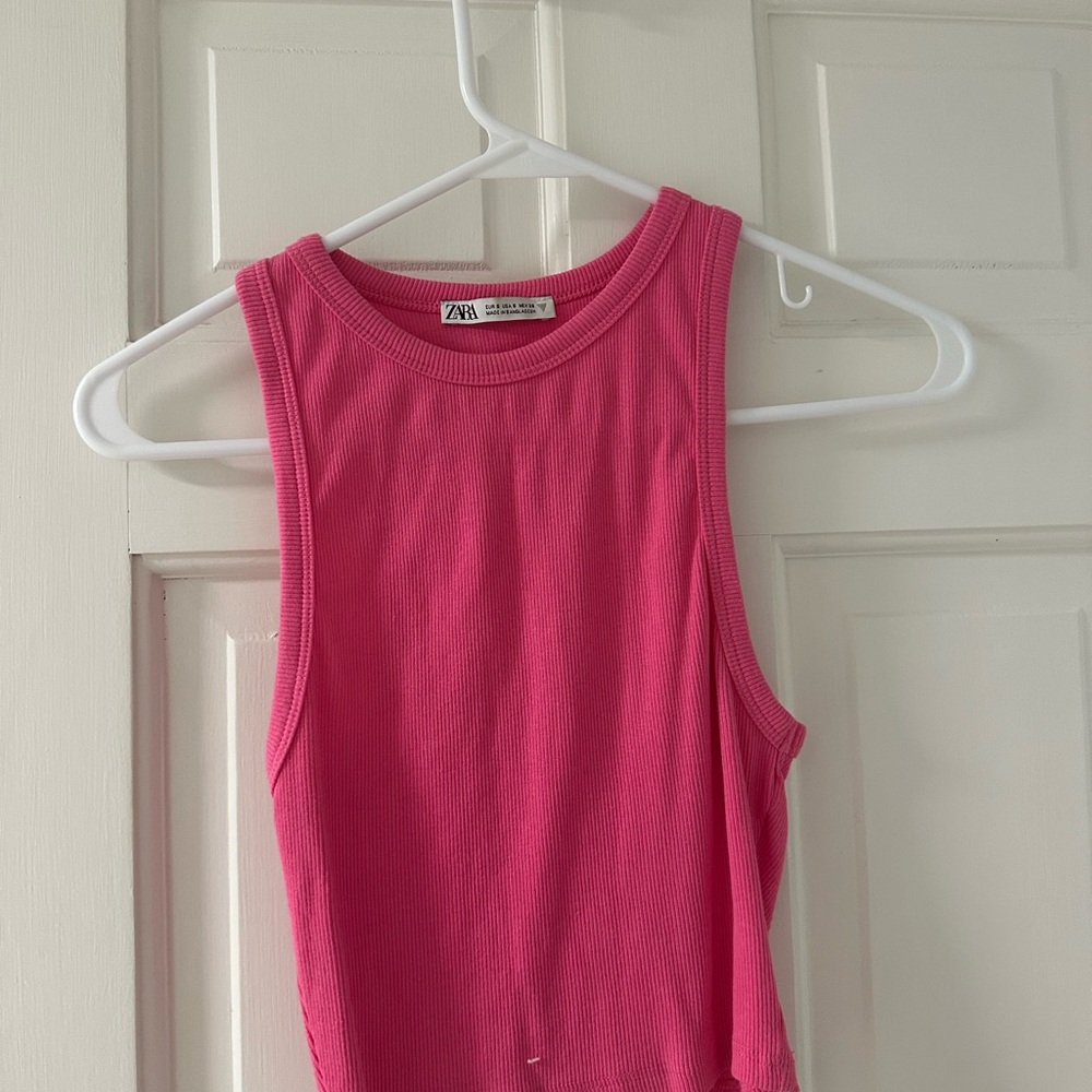 Pink Ribbed Tank Top